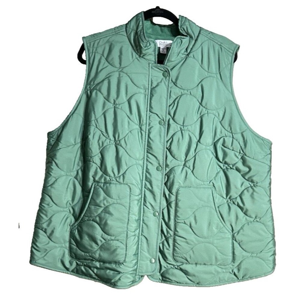 Croft & Barrow Women’s Plus 2X Green Quilted Fleece Lined Puffer Vest